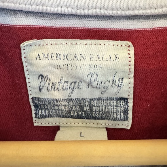 American Eagle Outfitters Vintage Rugby Shirt Men's‎ L Striped Polo Preppy - Picture 3 of 7